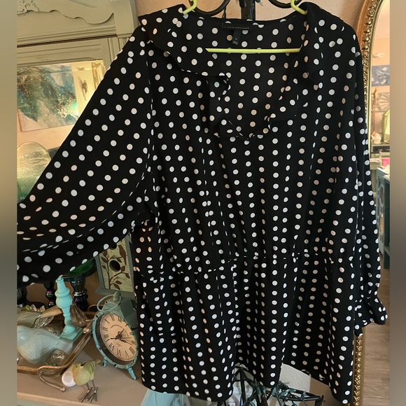 Lane Bryant Polka Dot Long Sleeve Blouse Sz 24 - Picture 2 of 11